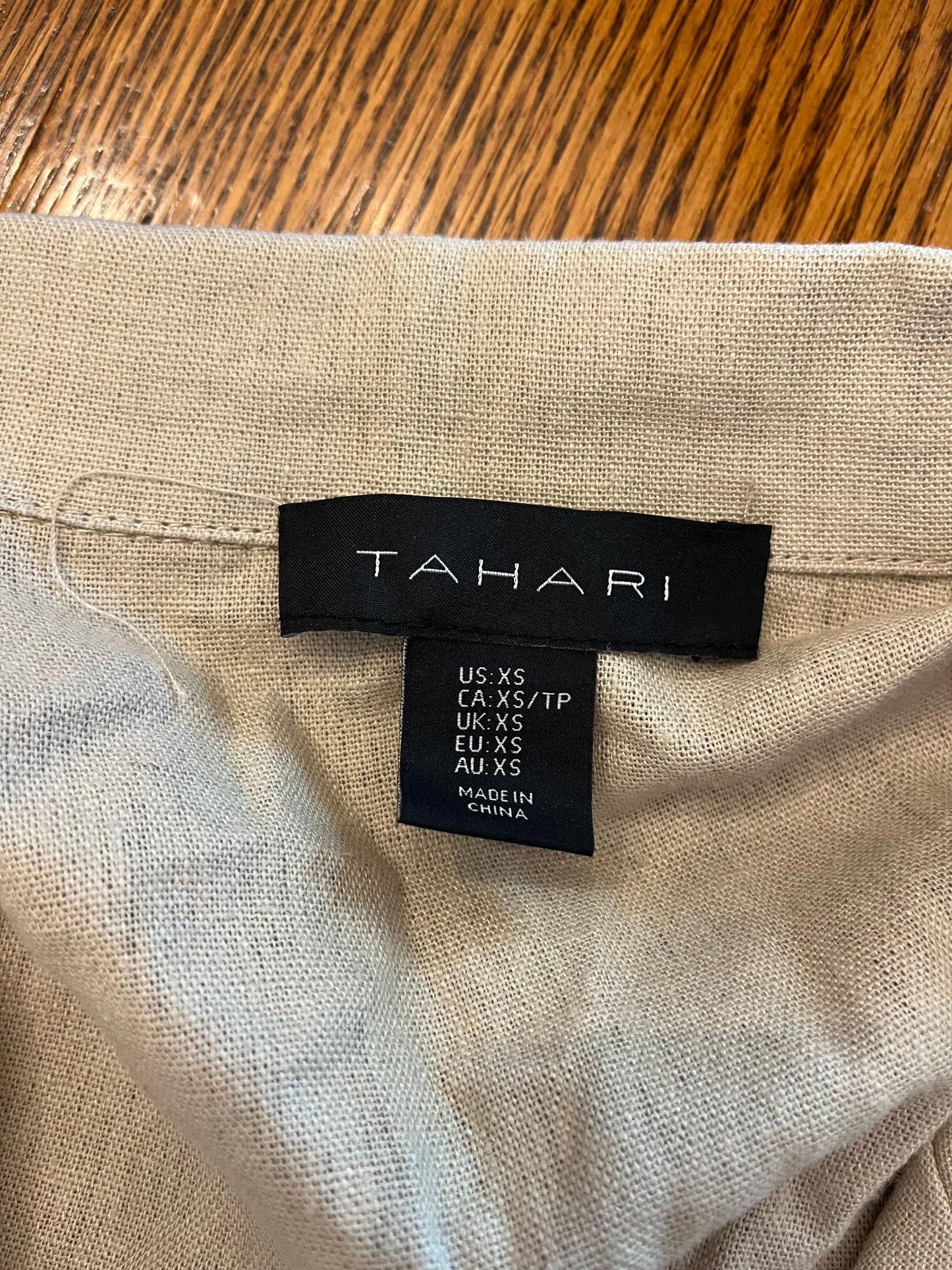 Tahari Tan Button Front Midi Dress
