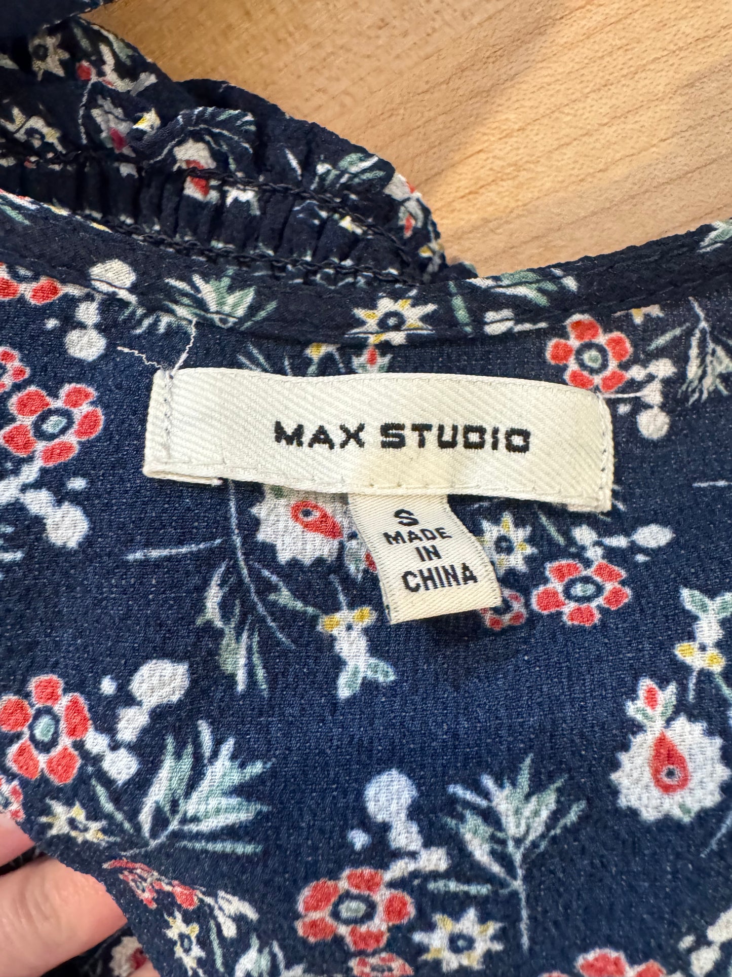 Max Studio Navy Floral Midi Dress