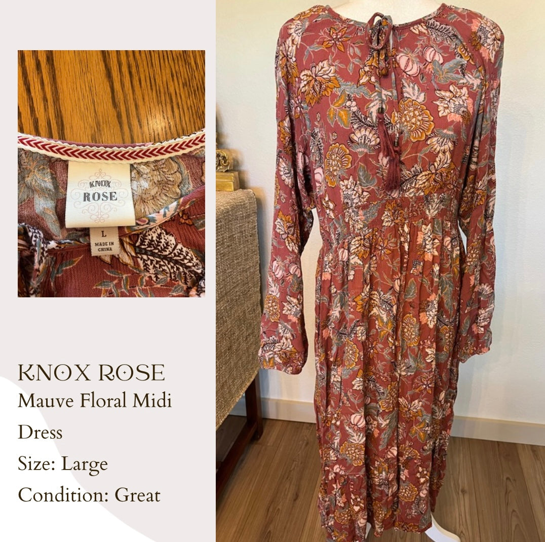 Knox Rose Mauve Floral Midi Dress – A|A Modest Consignment Co.