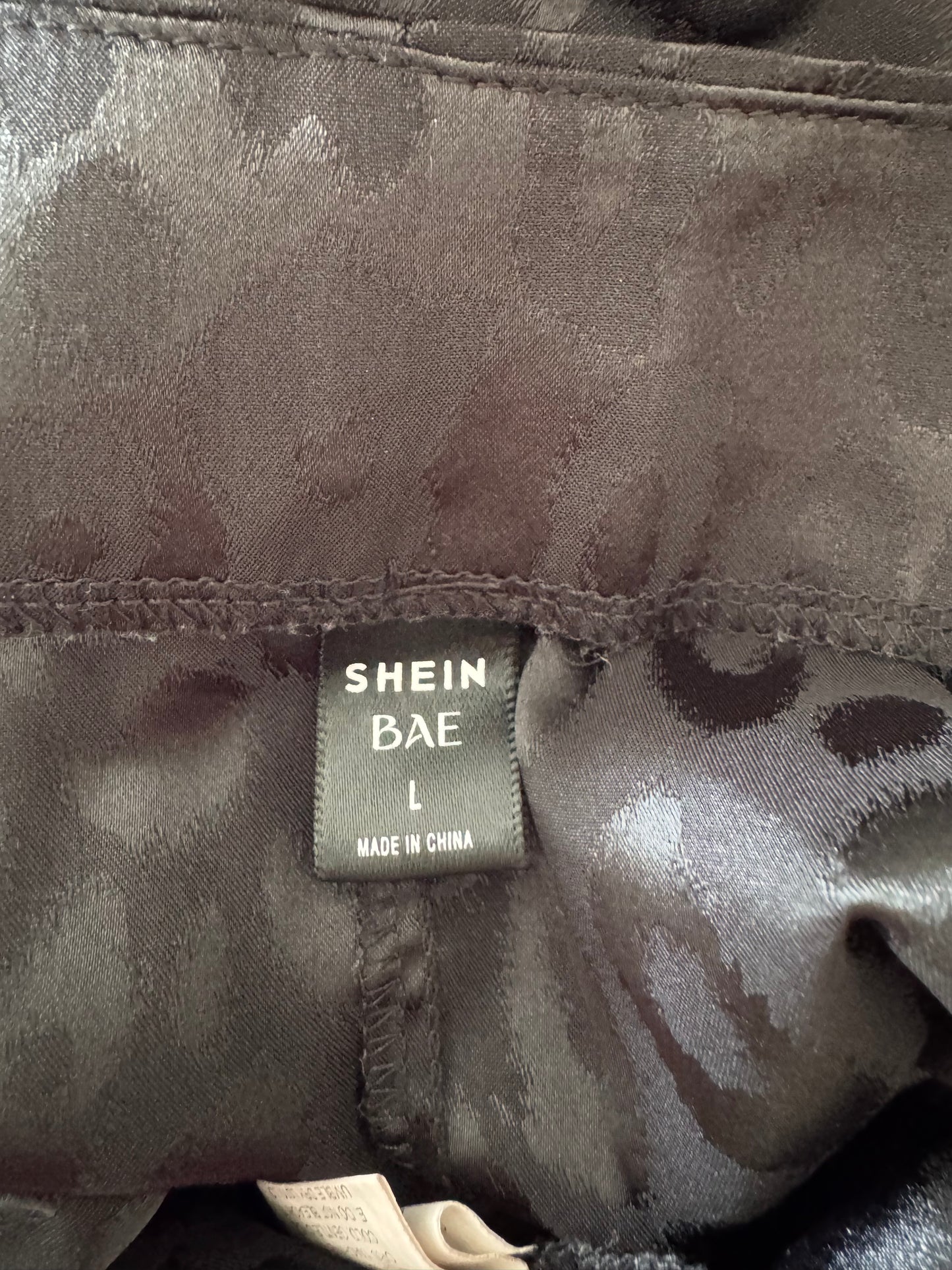 Shein Black Satin Leopard Slip Skirt