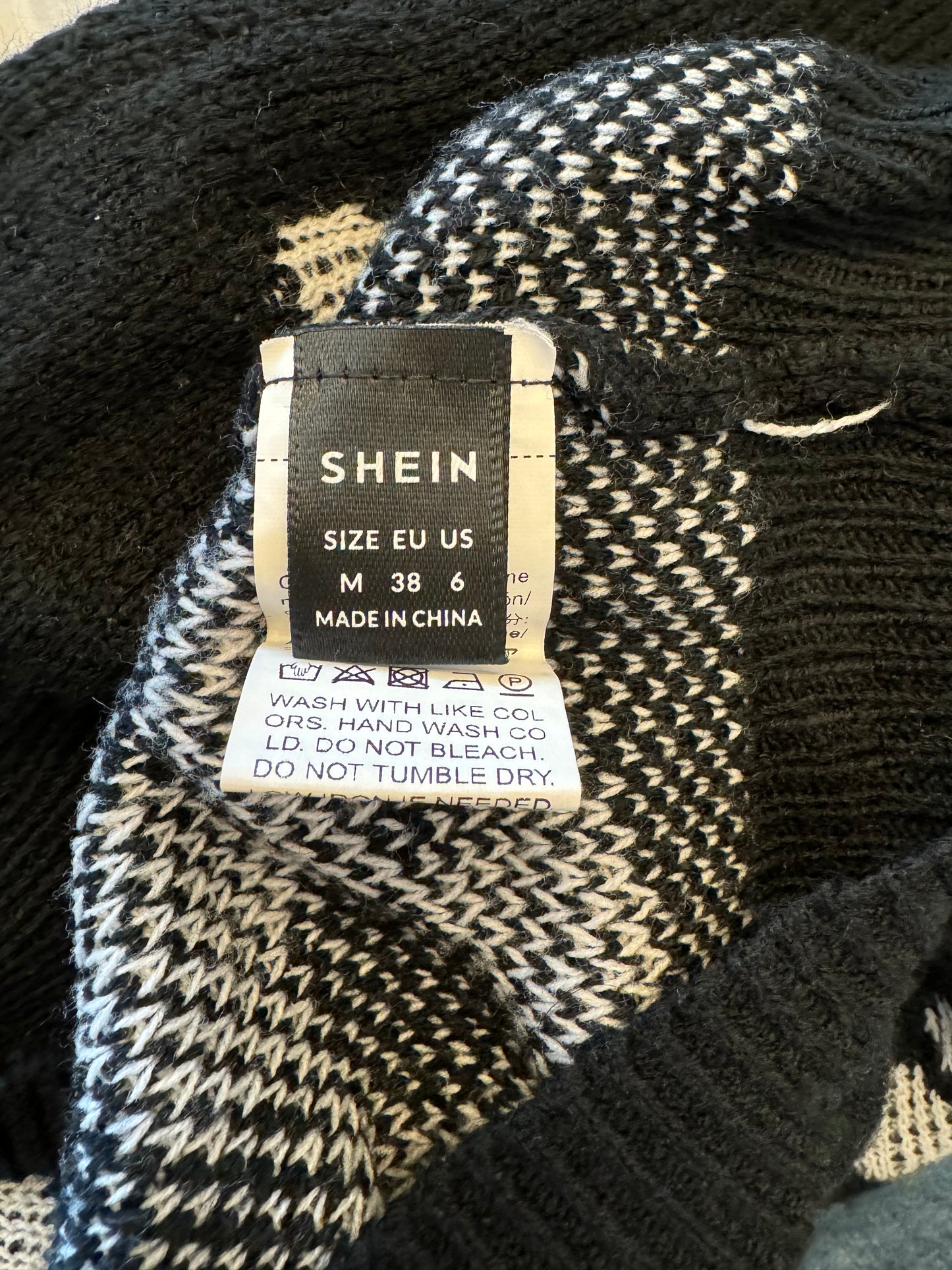 Shein Black Sweater With White Flowers