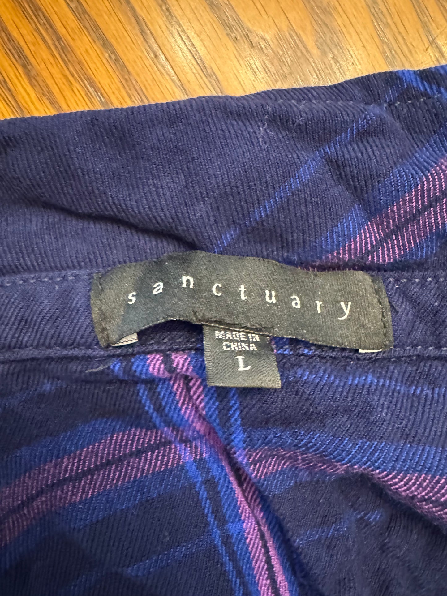 Sanctuary Navy and Purple Plaid Button Front Top
