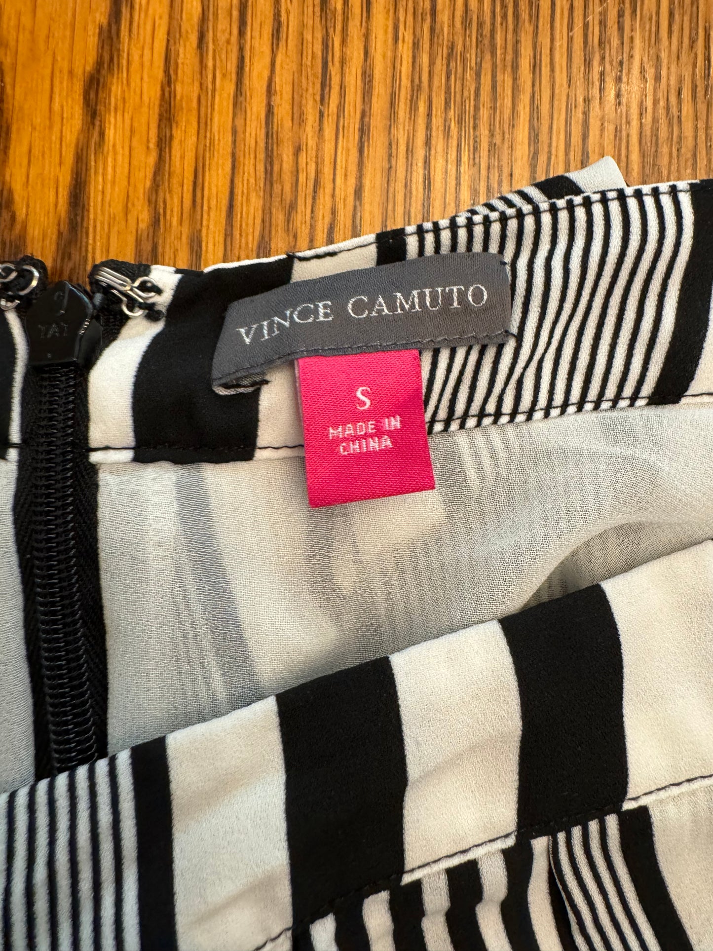 Vince Camuto Black and White Stripe Midi Skirt