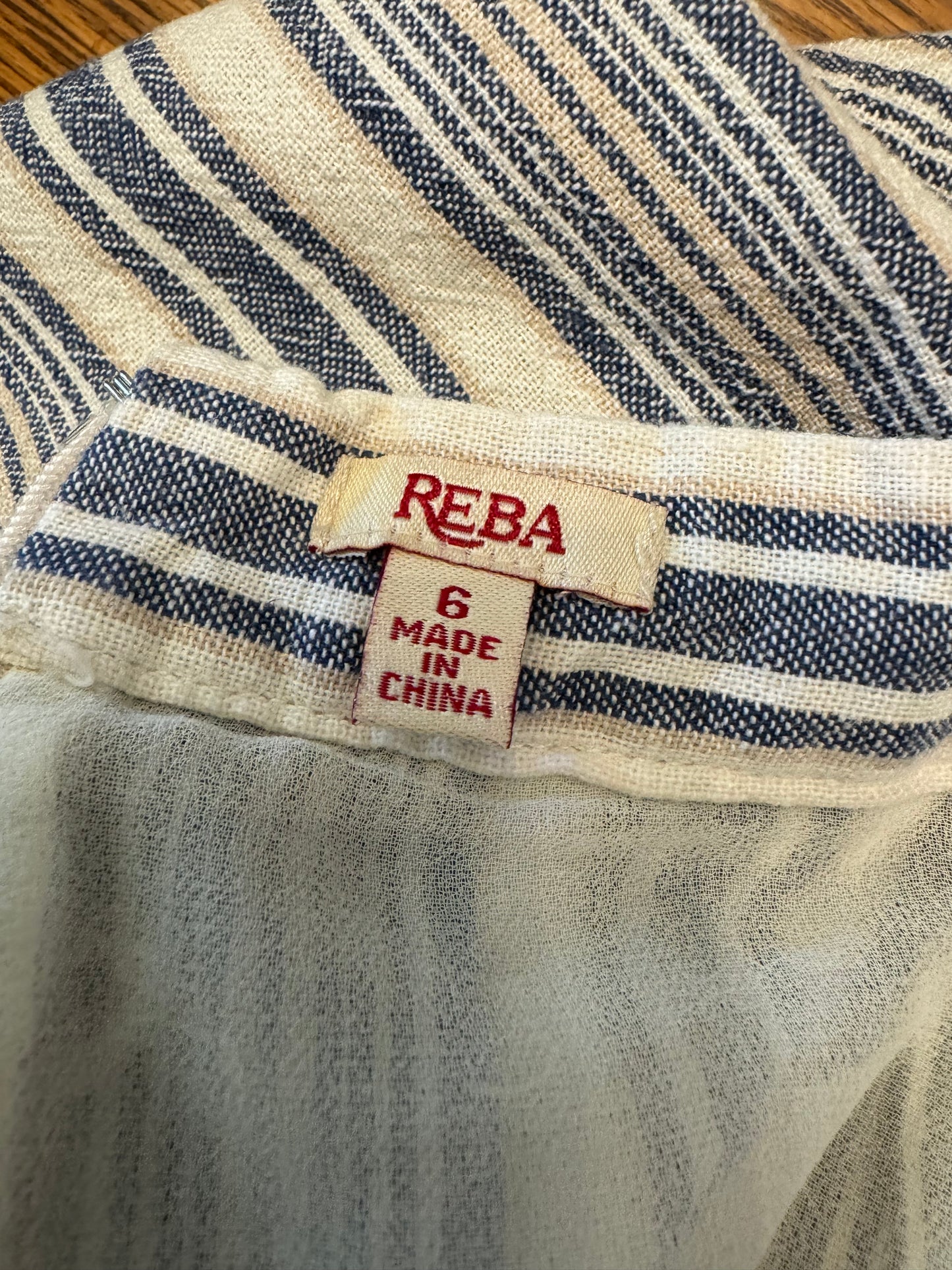 Reba Blue and White Stripe Midi Skirt