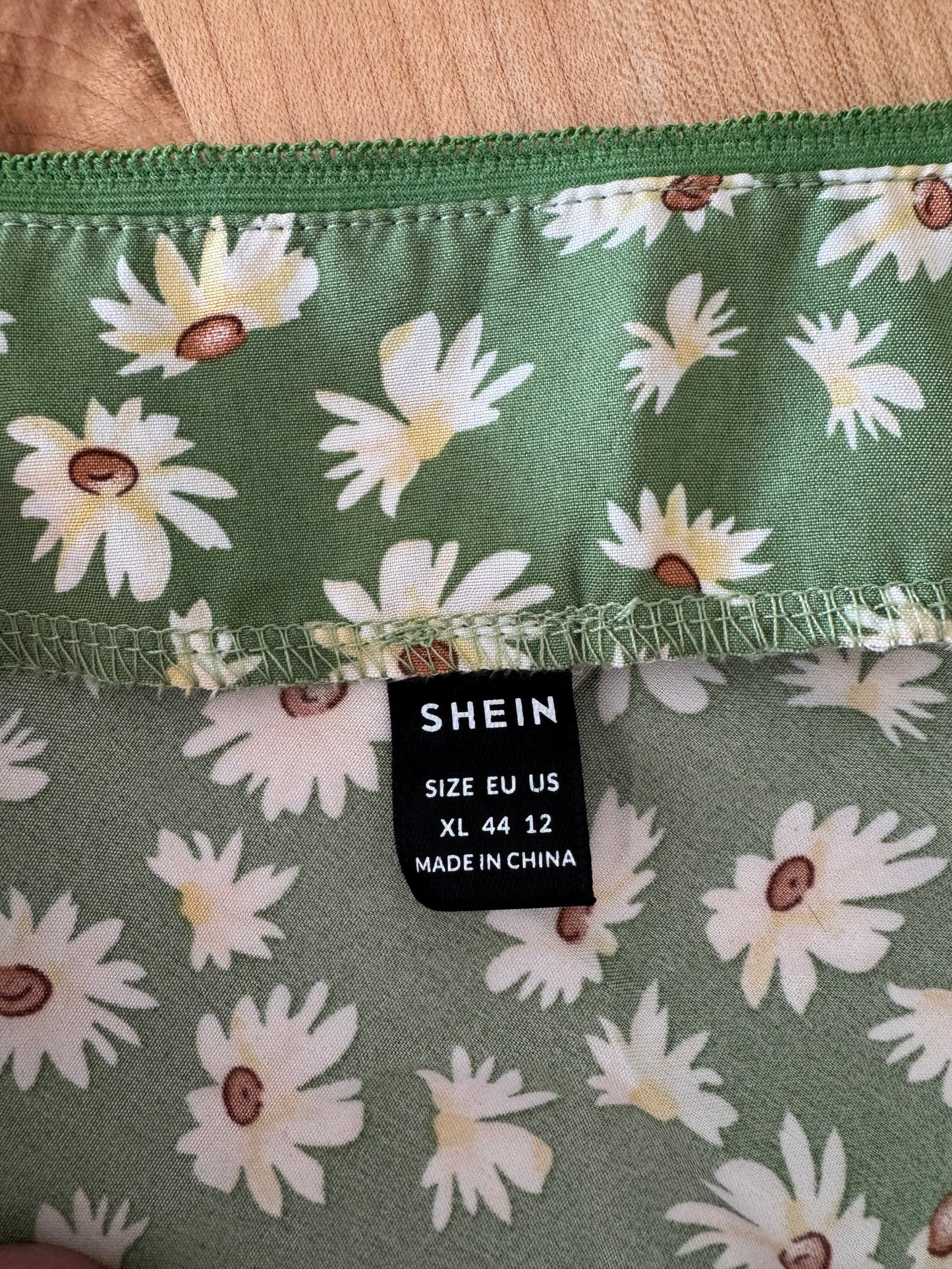 Shein Green Daisy Print Slip Skirt
