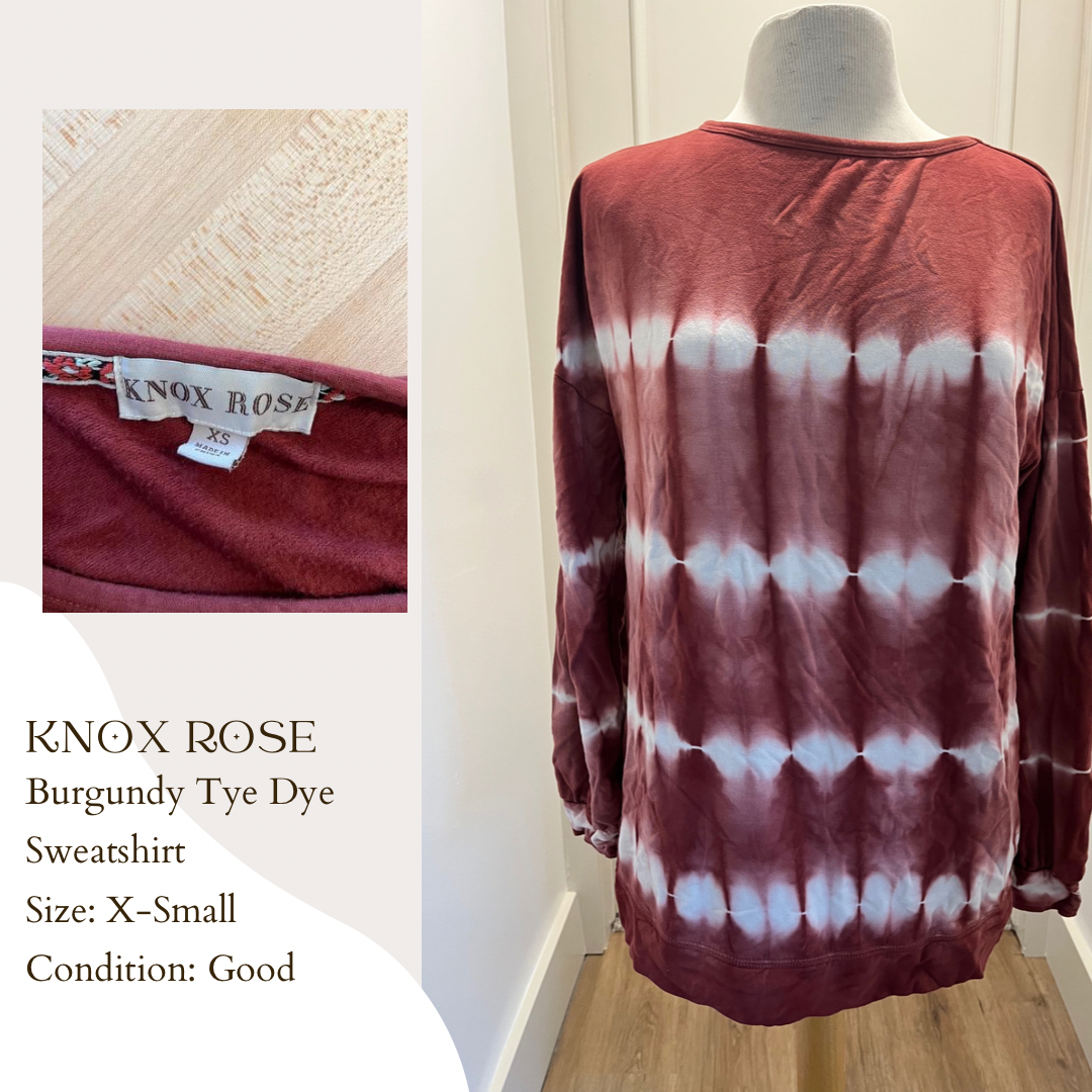 Knox Rose Burgundy Tye Dye Sweatshirt