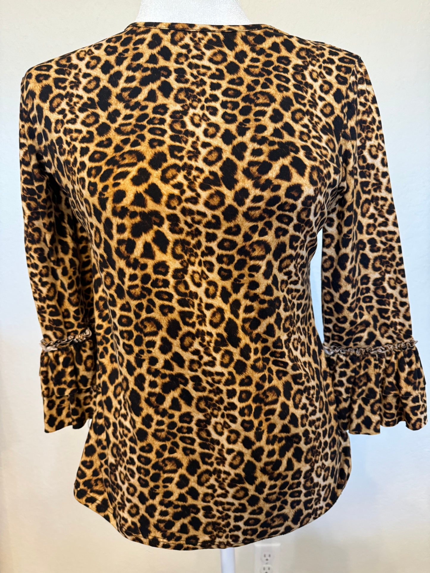 Klassy Girl Leopard Top With Ruffle Sleeves