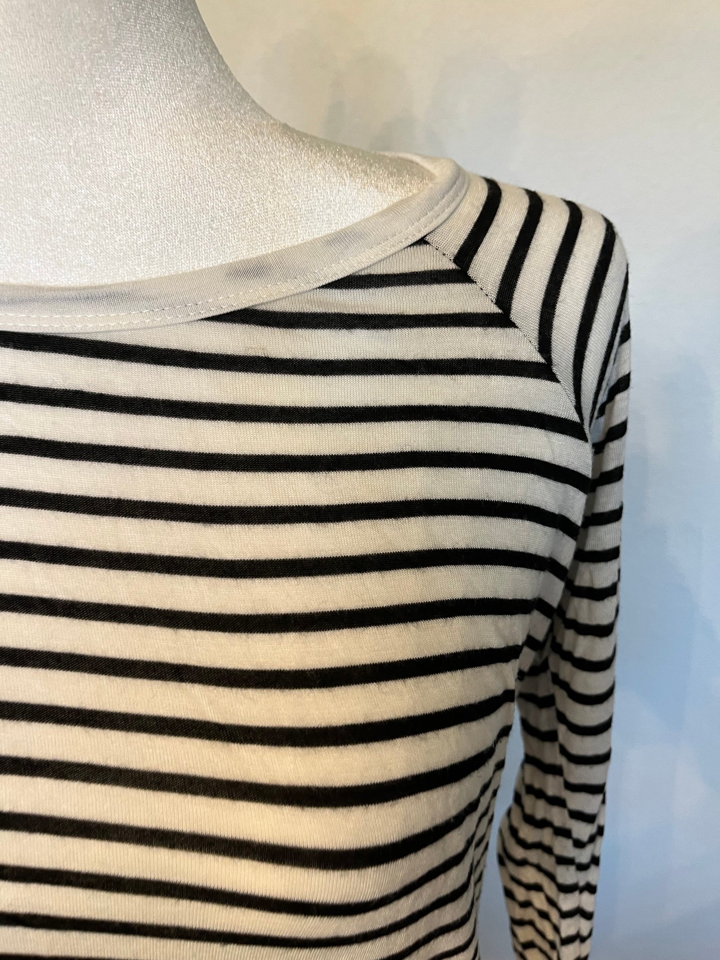 Pink Lily Black and Cream Stripe Top