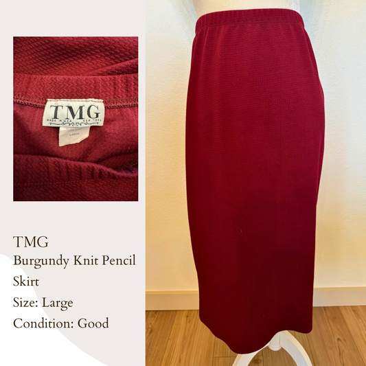 TMG Burgundy Knit Pencil Skirt