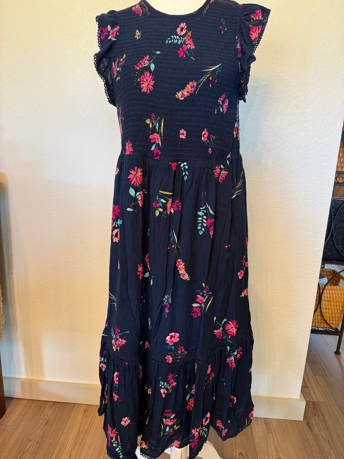 Time & Tru Navy Floral Maxi Dress