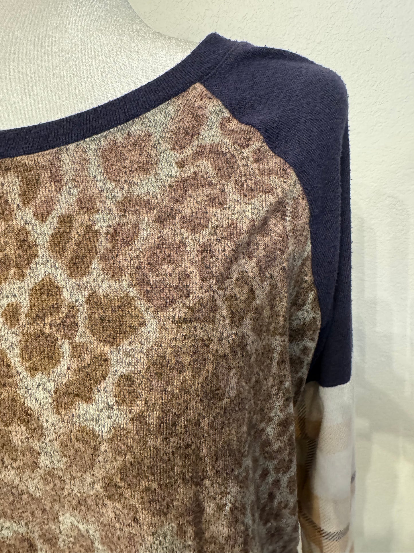 Maurices Leopard Top With Navy Accent