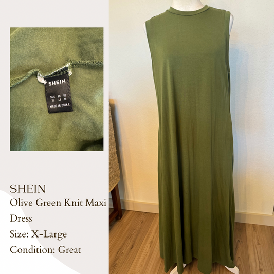 Shein Olive Green Knit Maxi Dress