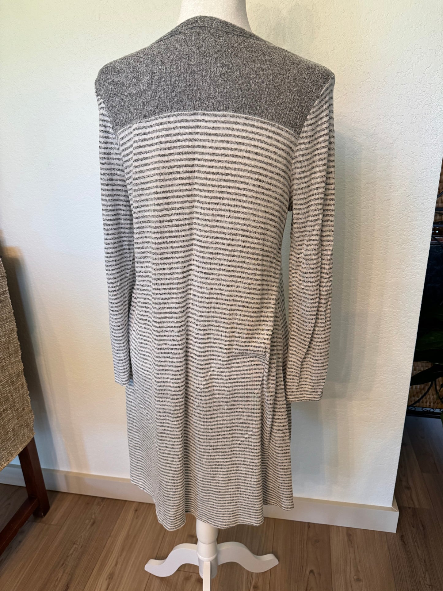 Maurice’s Gray and White Stripe Knit Cardigan