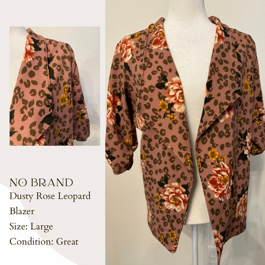 No Brand Dusty Rose Leopard Blazer