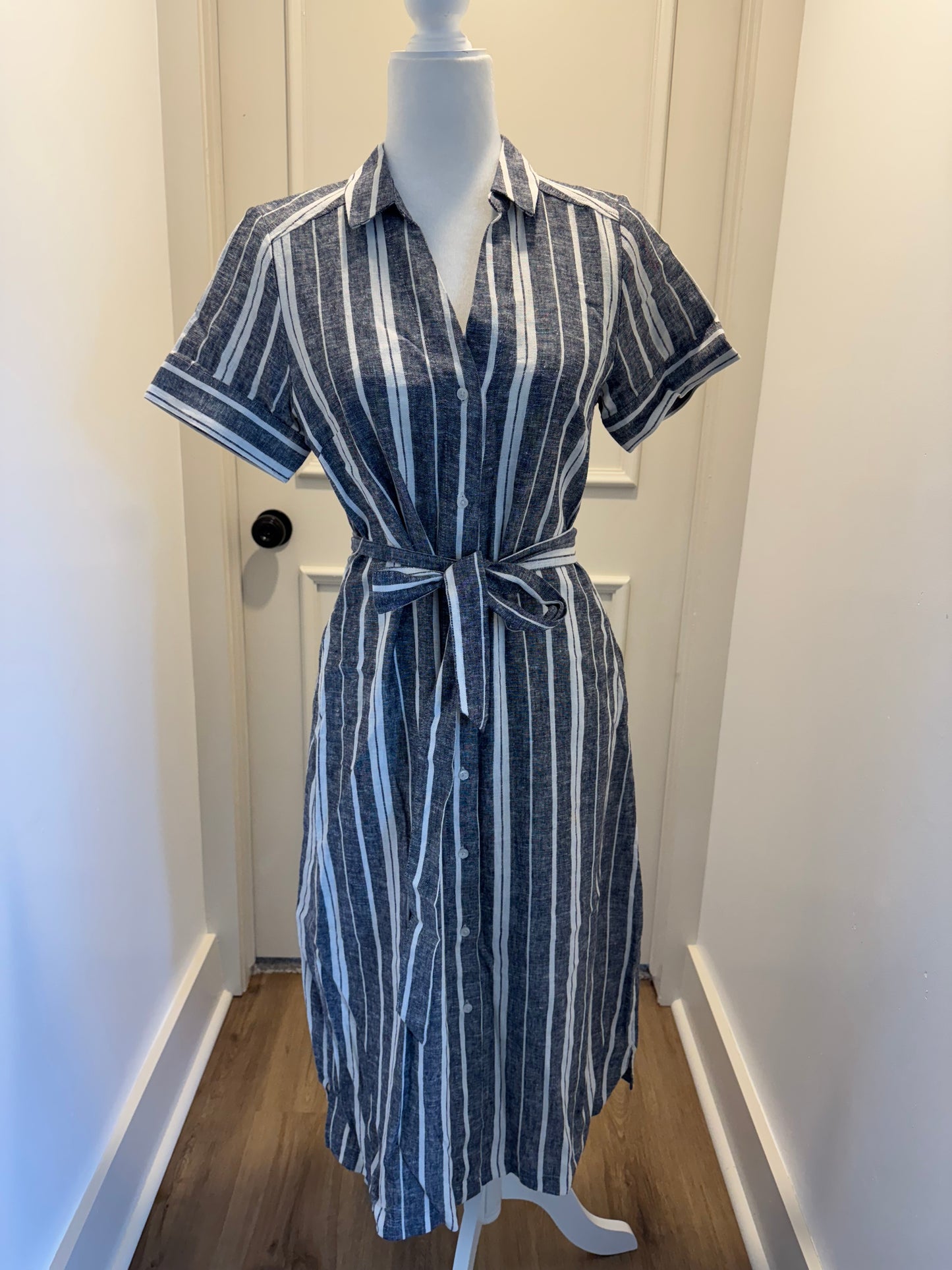 Banana Republic Blue and White Stripe Midi Dress