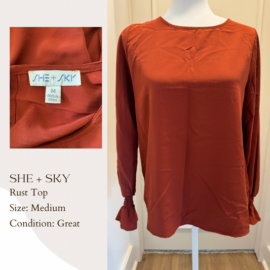 She + Sky Rust Top
