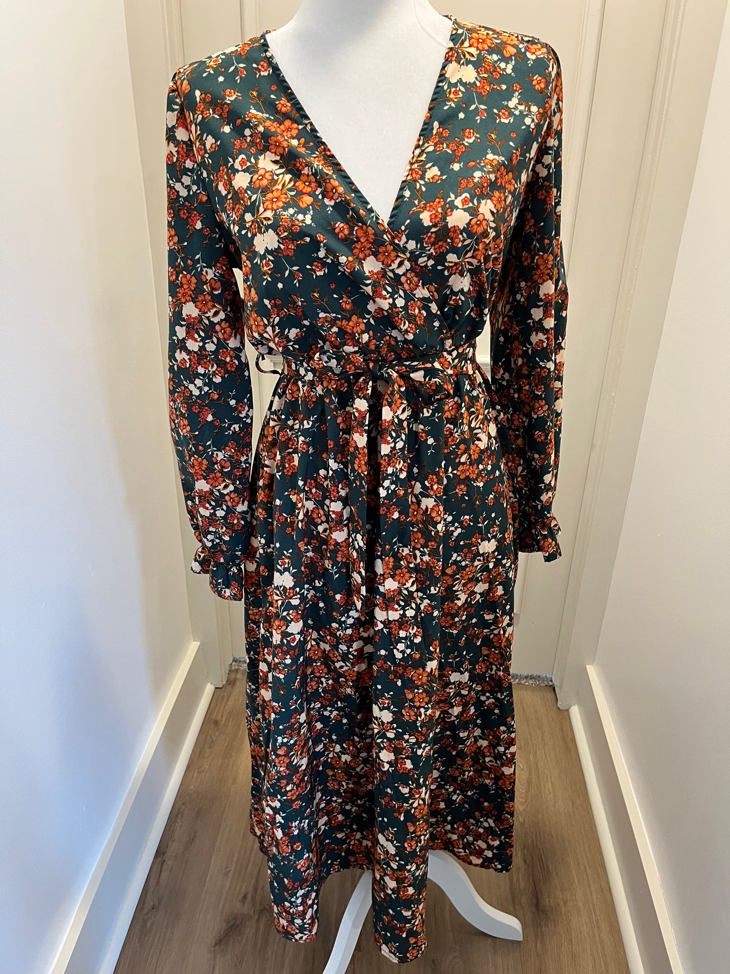 No Brand Dark Blue and Rust Floral Maxi Dress