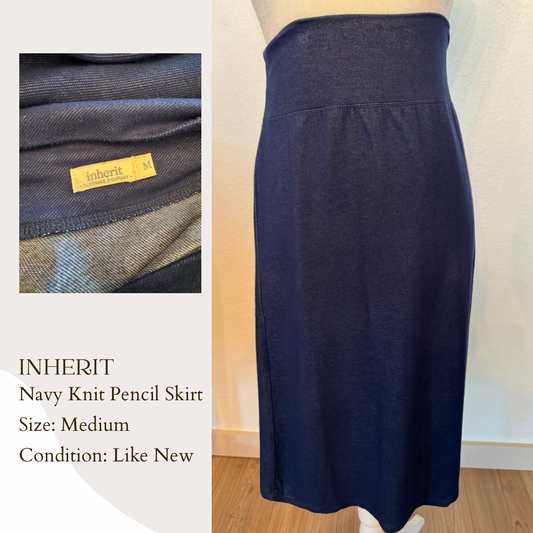 Inherit Navy Knit Pencil Skirt