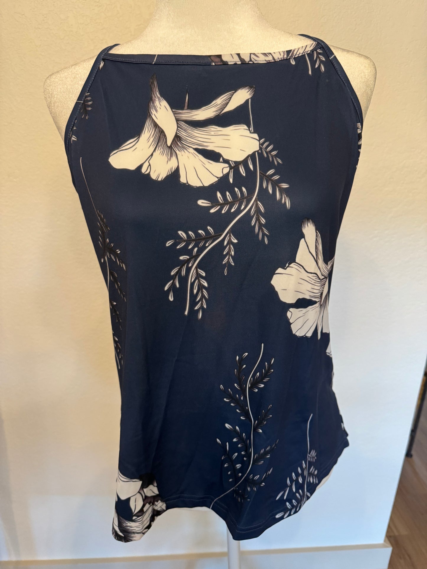 No Brand Navy Floral Layering Tank