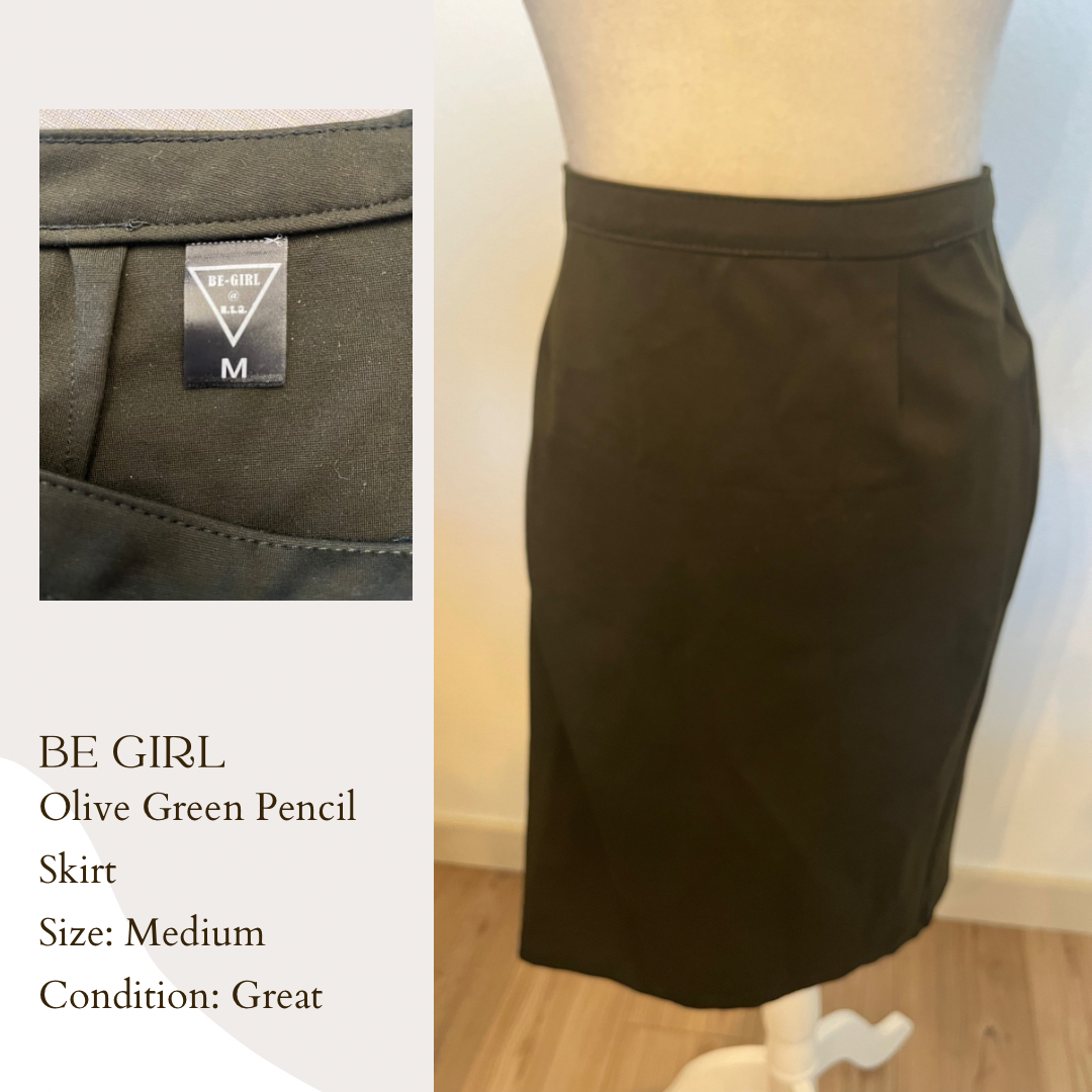 Be Girl Olive Green Pencil Skirt