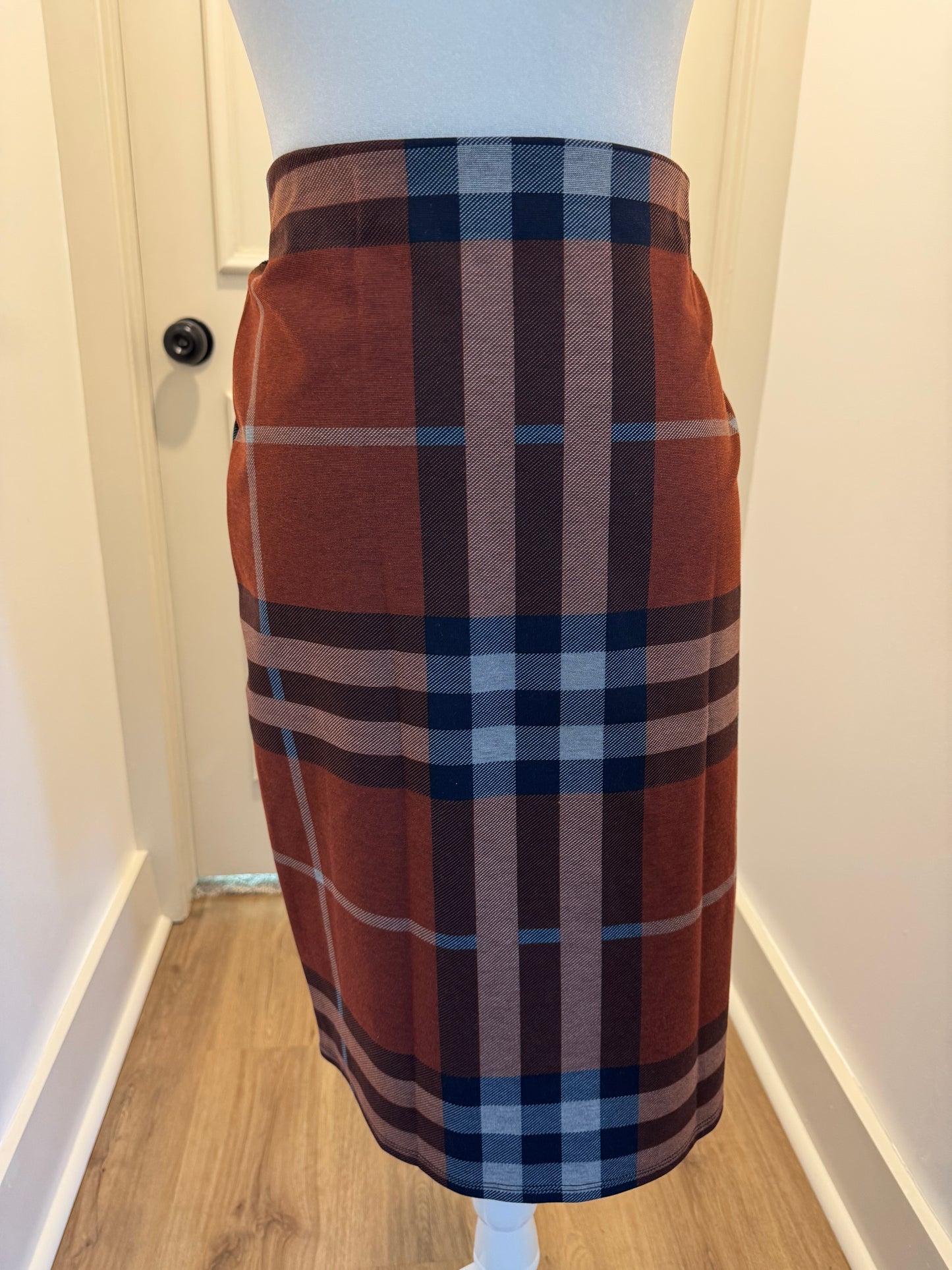 NYCC Rust Plaid Pencil Skirt