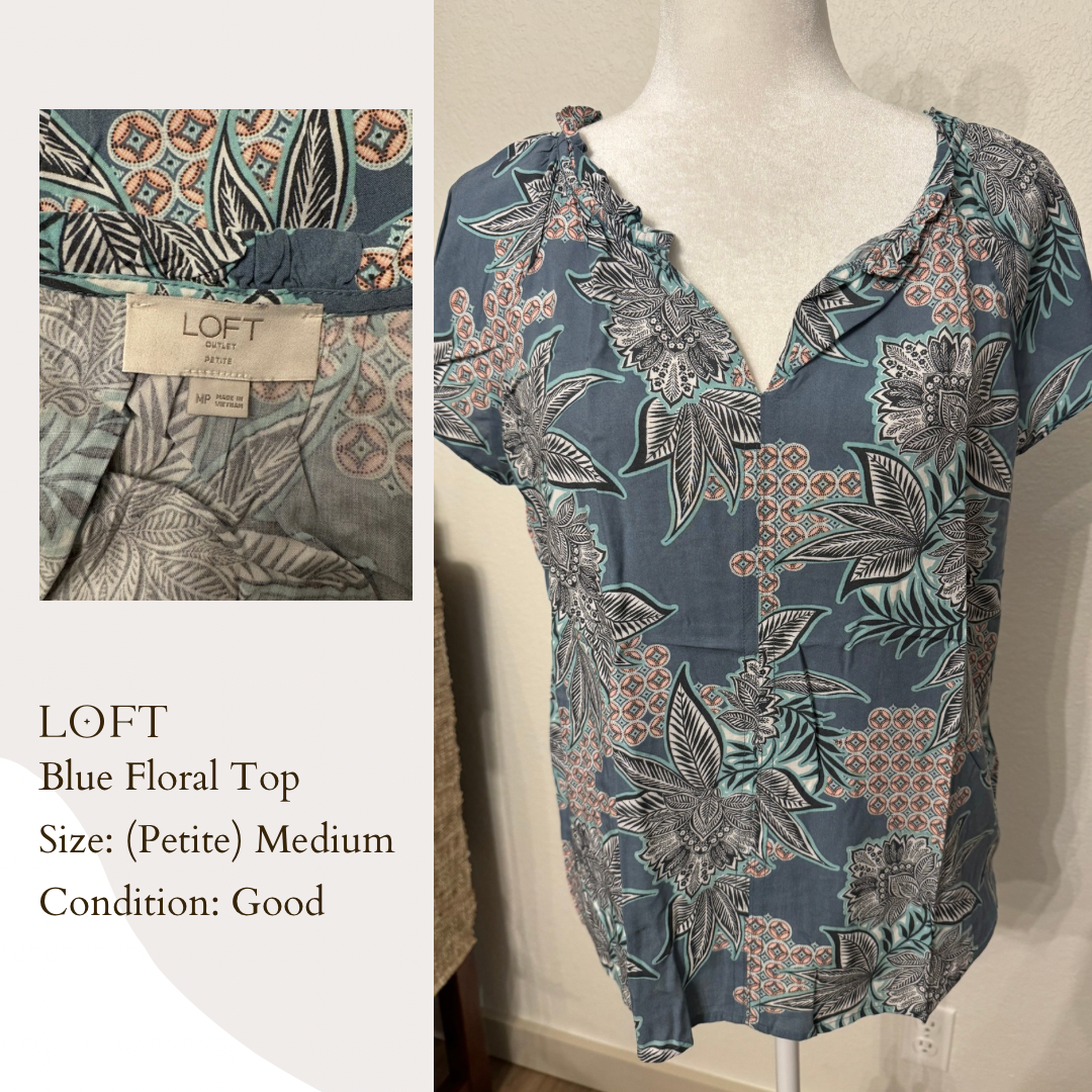 Loft Blue Floral Top