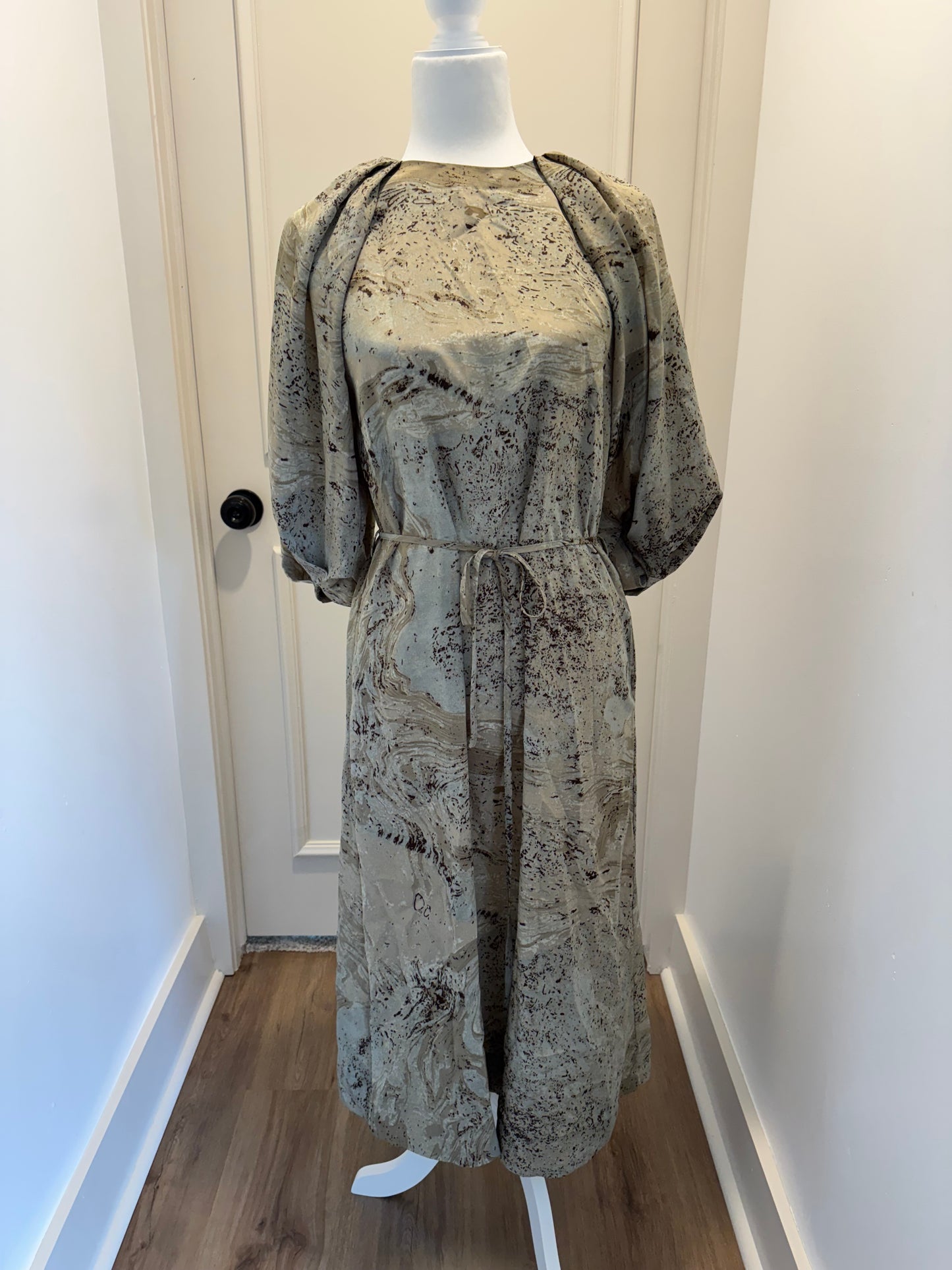 Grade & Gather Blue and Brown Print Maxi Dress