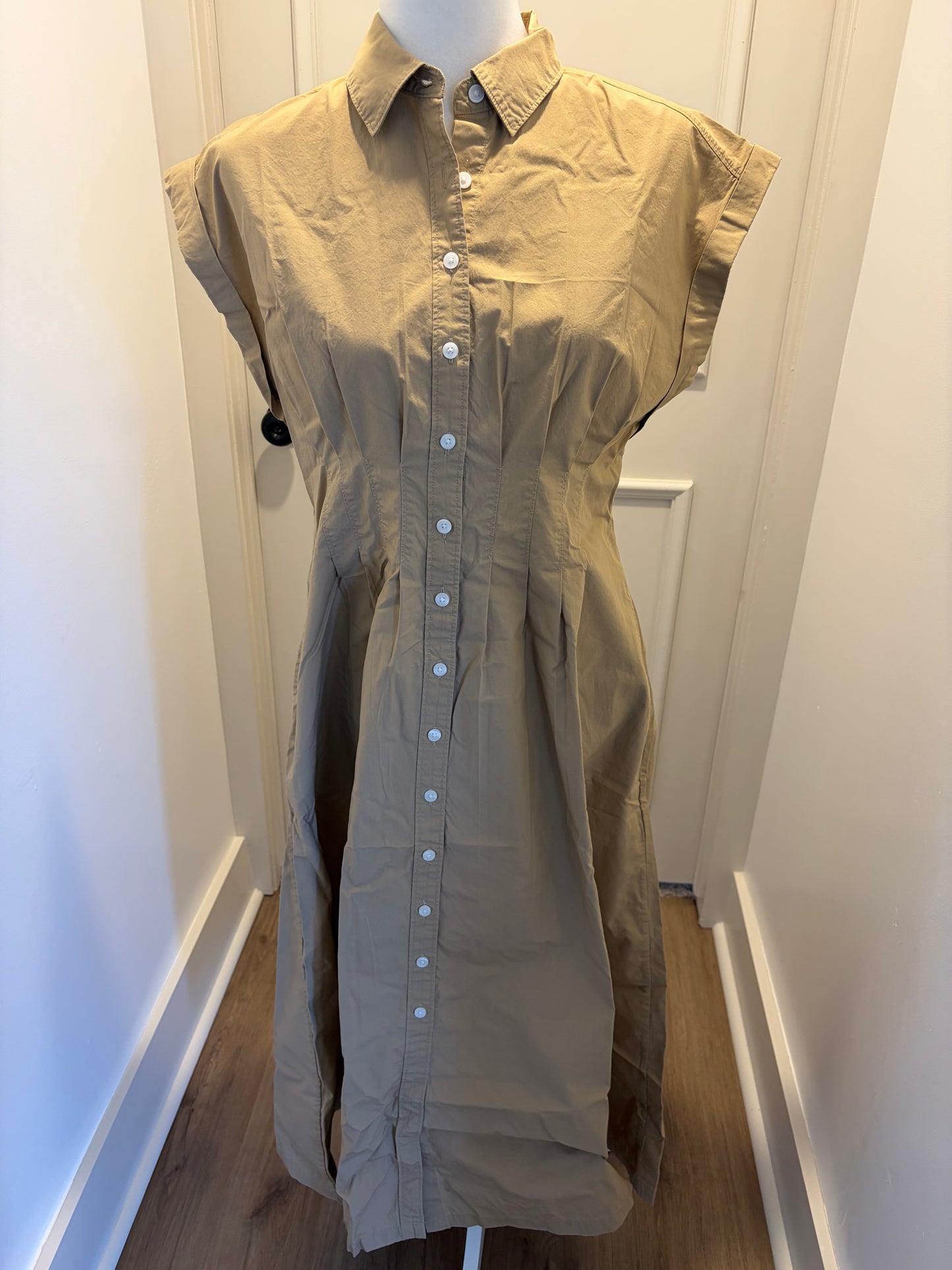 Gap Beige Button Front Midi Dress