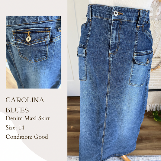 Carolina Blues Denim Maxi Skirt