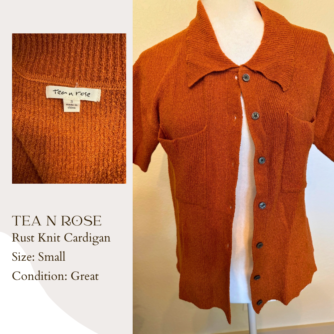 Tea N Rose Rust Knit Cardigan