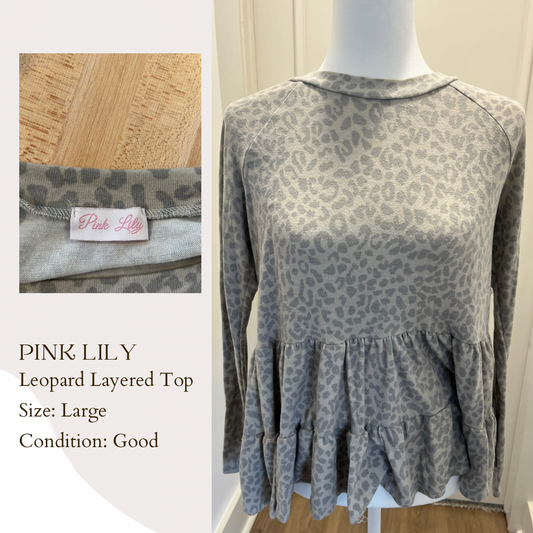 Pink Lily Leopard Layered Top