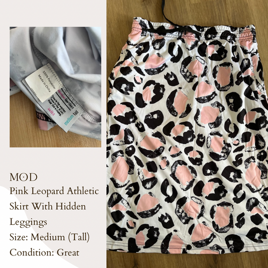 MOD Pink Leopard Athletic Skirt With Hidden Leggings