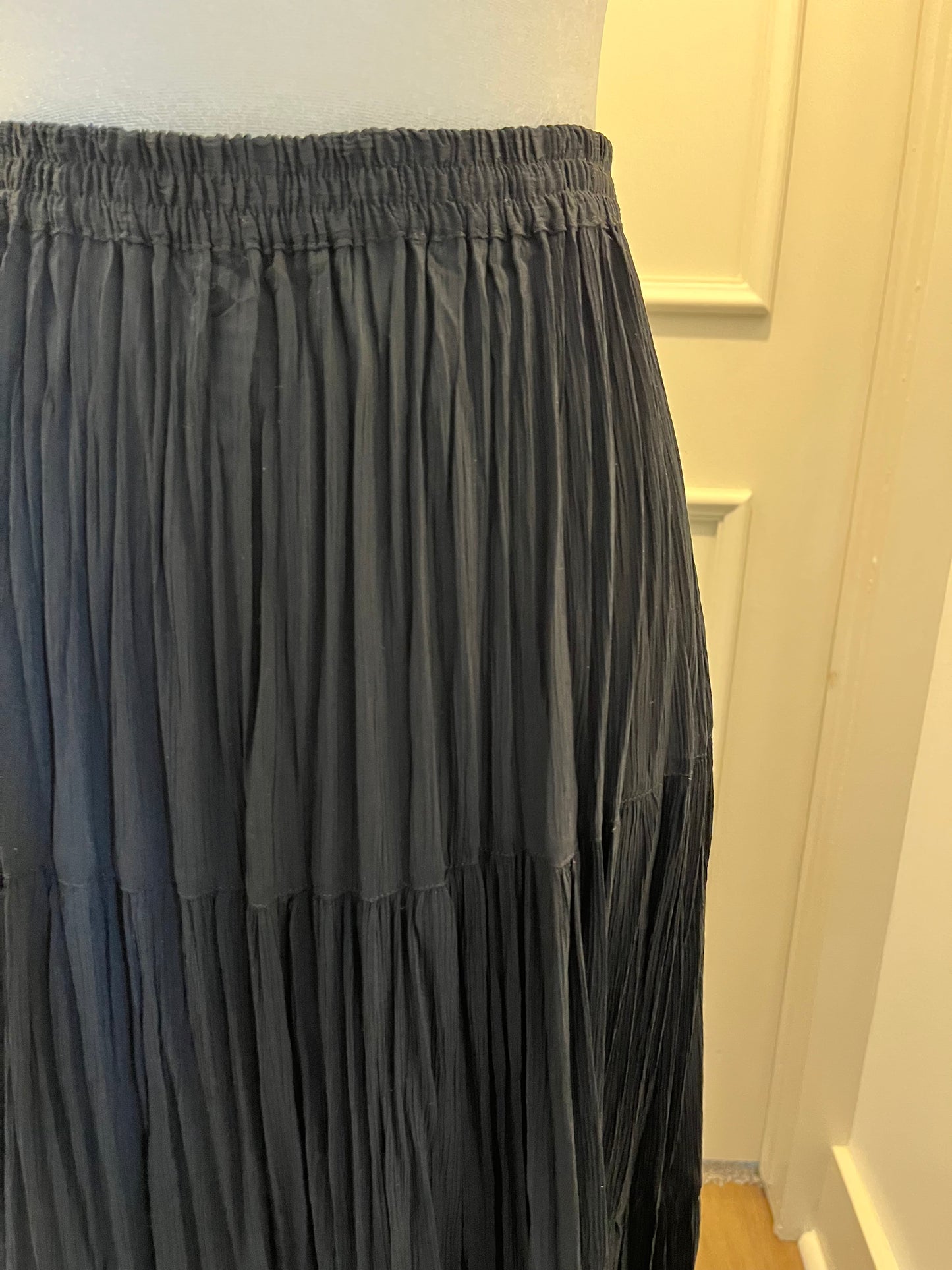 Cattilac Ranch Black Crinkled Maxi Skirt