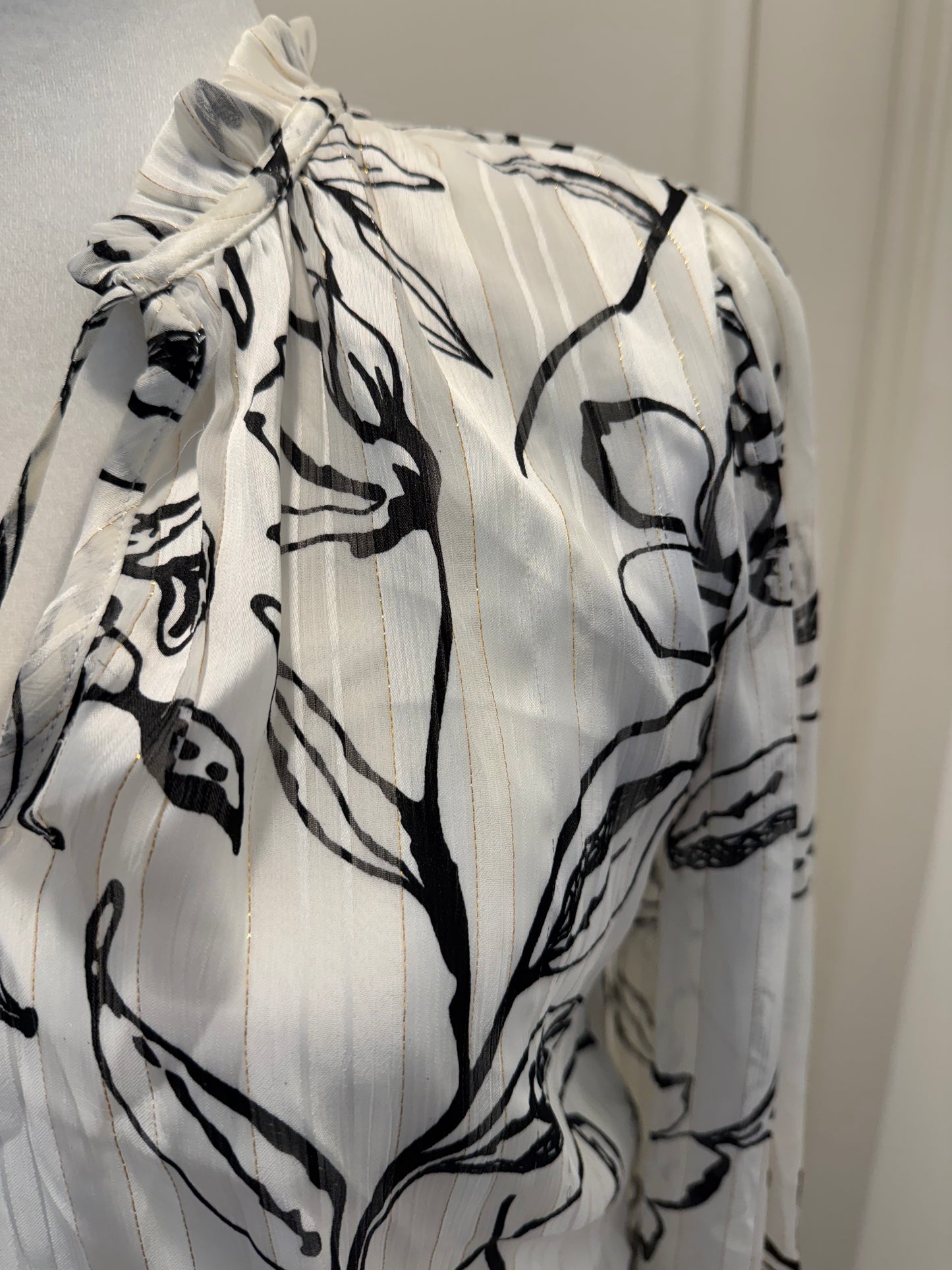 Tamara H Black and White Floral Top