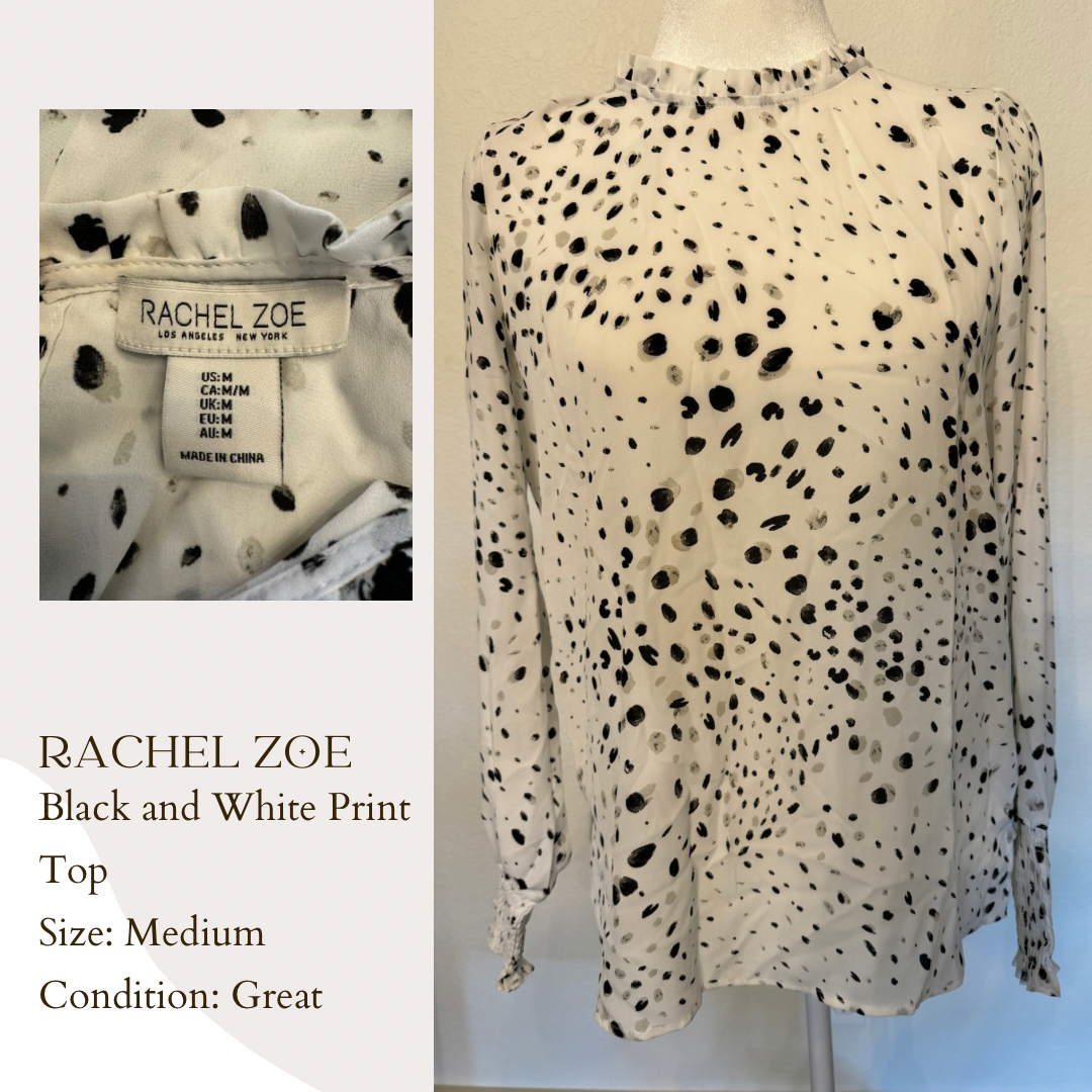 Rachel Zoe Black and White Print Top