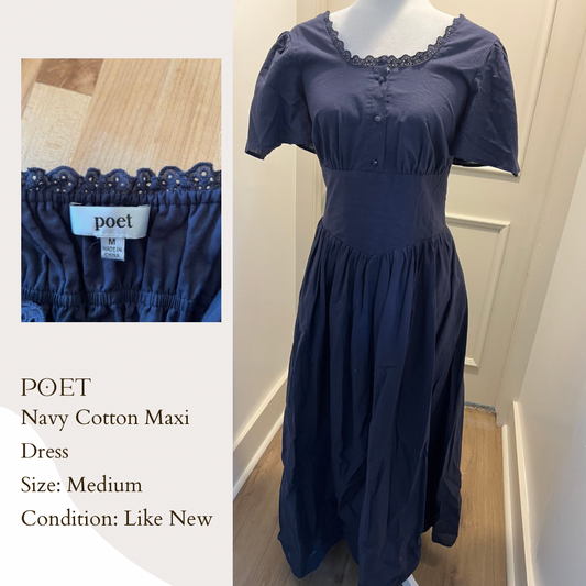Poet Navy Cotton Maxi Dress