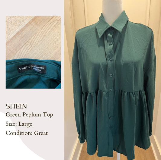 Shein Green Peplum Top