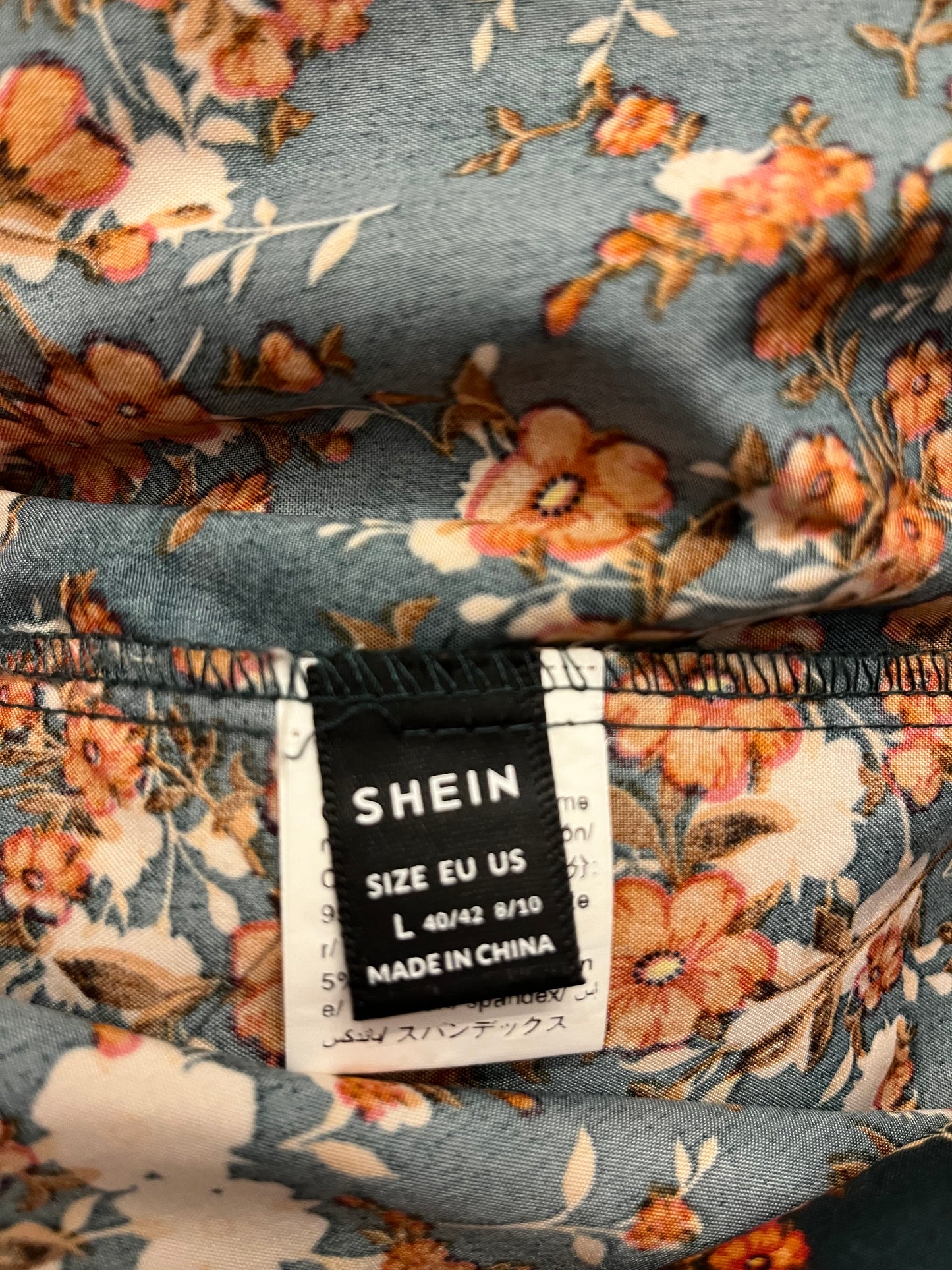 Shein Hunter Green and Orange Floral Maxi Dress