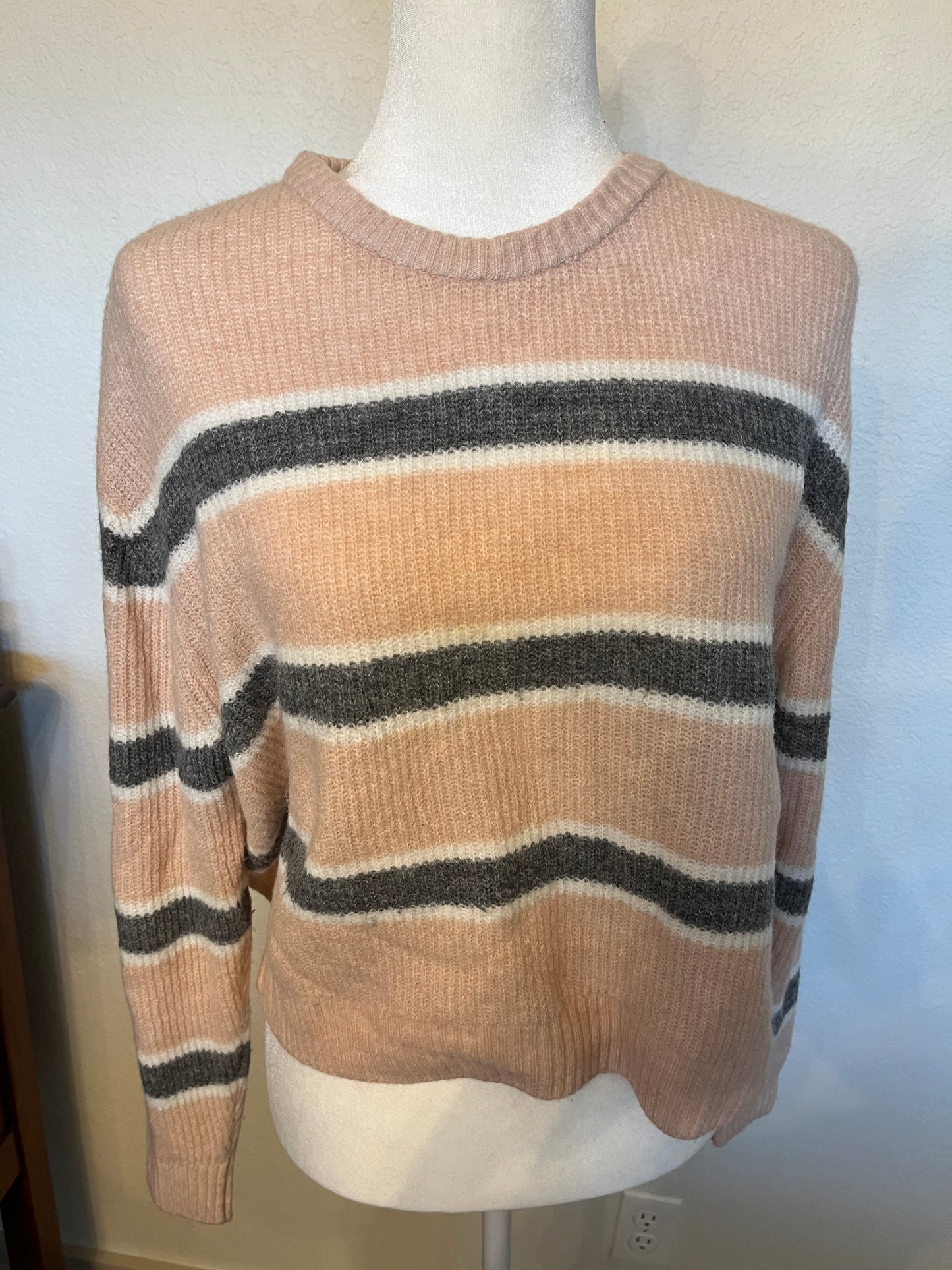 Divided Blush and Gray Stripe Sweater