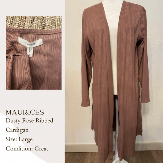 Maurices Dusty Rose Ribbed Cardigan