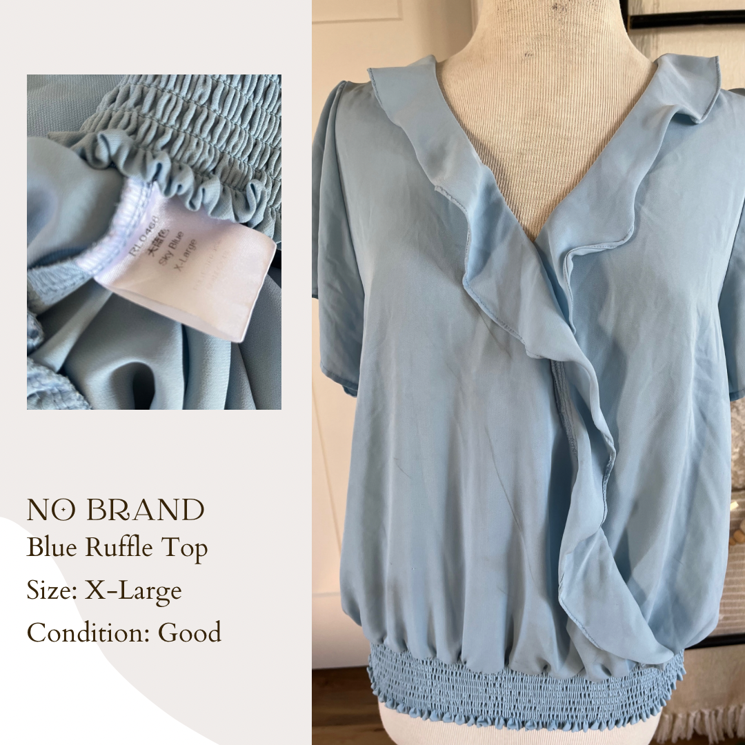 No Brand Blue Ruffle Top