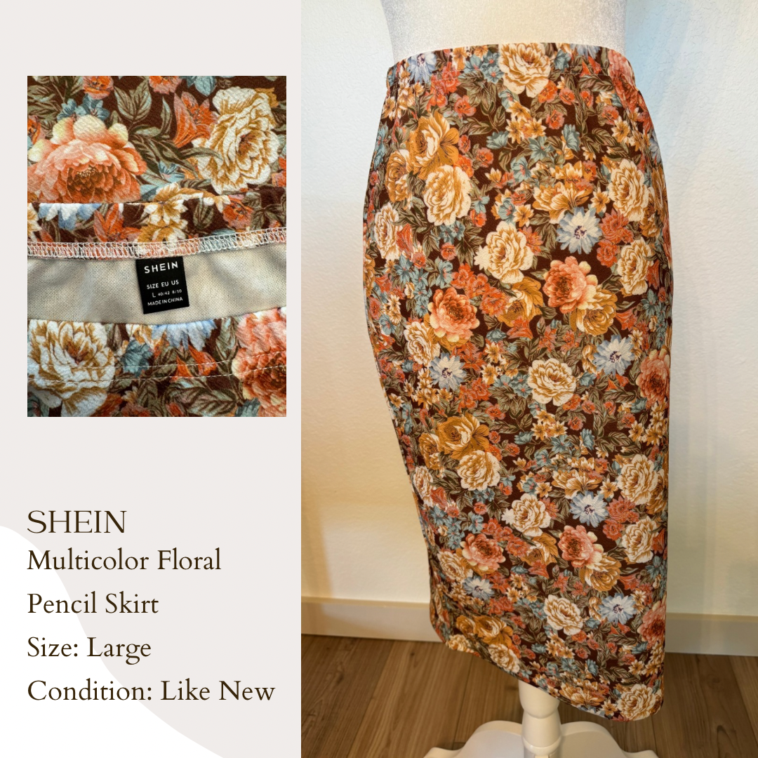 Shein Multicolor Floral Pencil Skirt