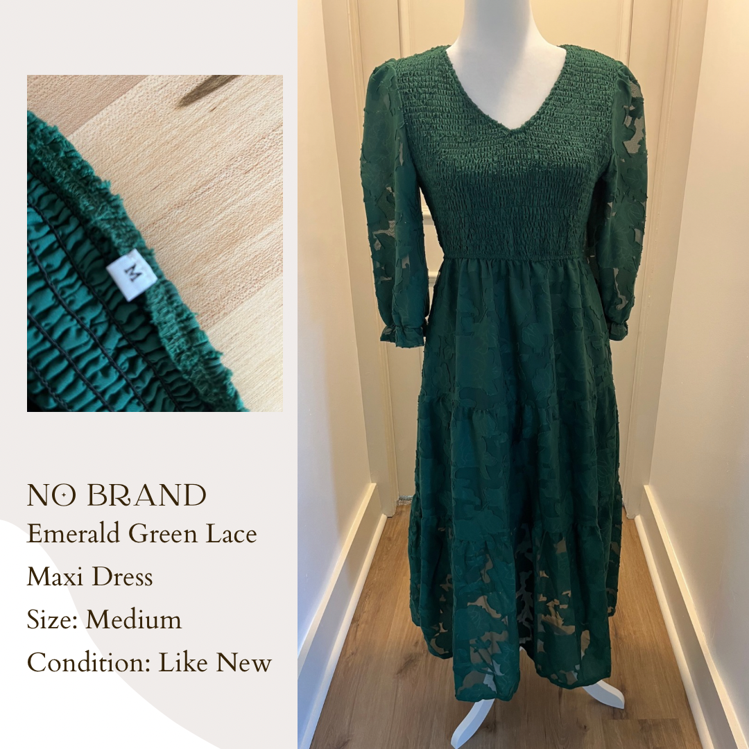 No Brand Emerald Green Lace Maxi Dress