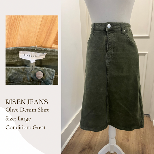 Risen Jeans Olive Denim Skirt