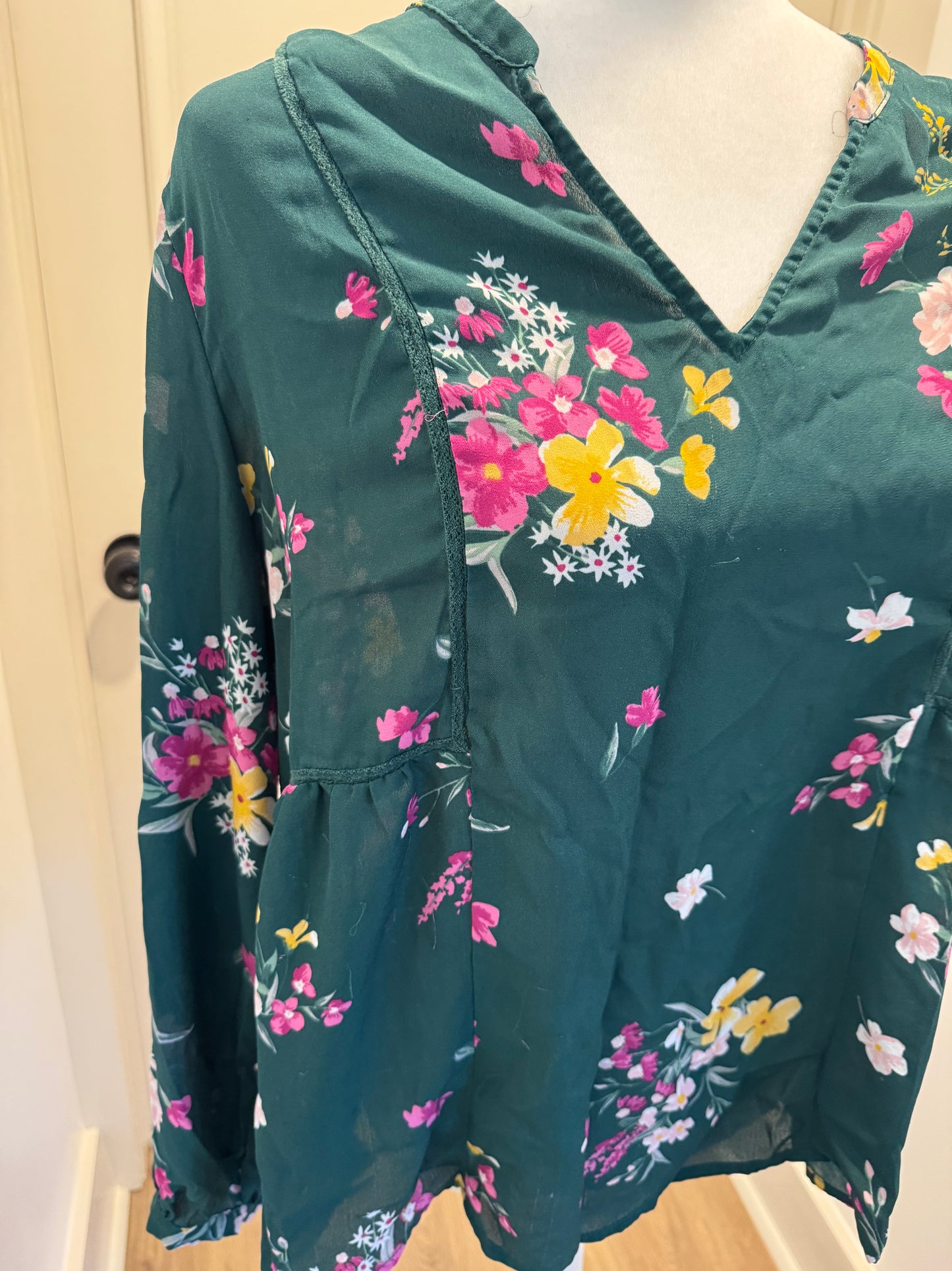 Old Navy Emerald Green Floral Top