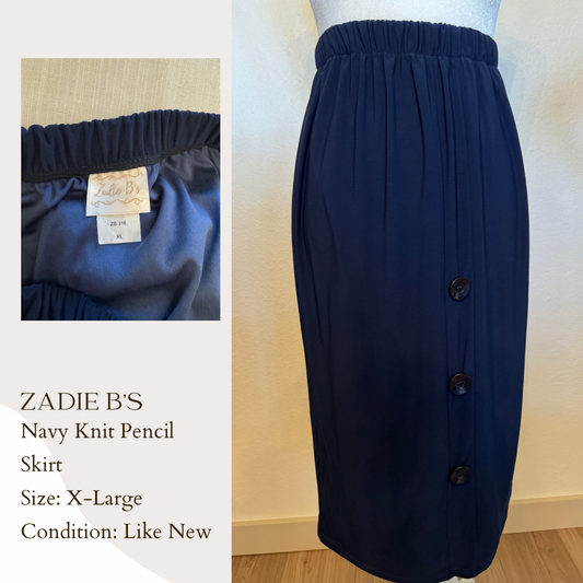 Zadie B’s Navy Knit Pencil Skirt