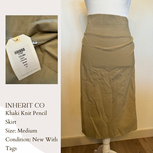 Inherit Co. Khaki Knit Pencil Skirt