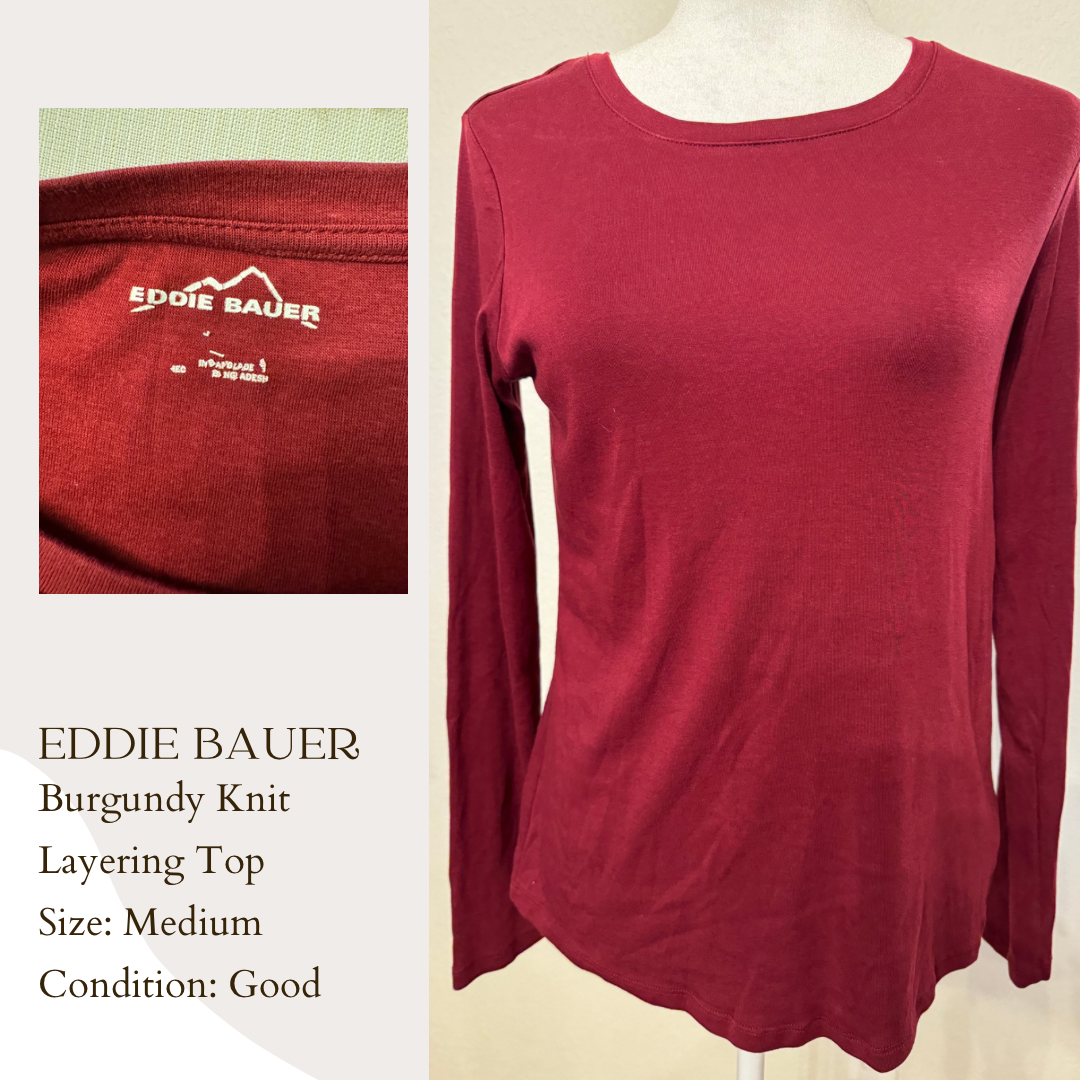 Eddie Bauer Burgundy Knit Layering Top