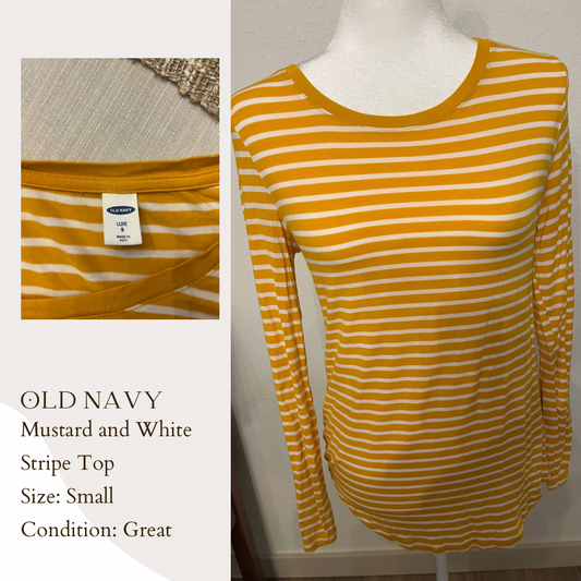 Old Navy Mustard and White Stripe Top