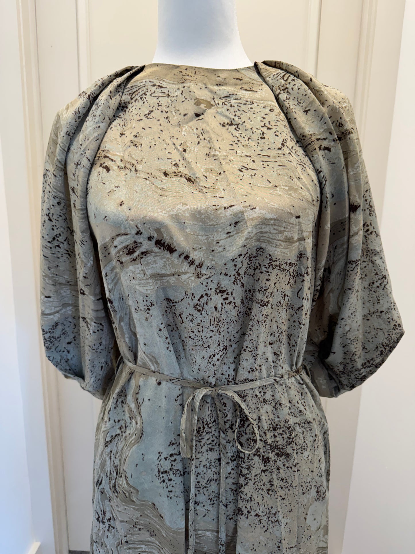 Grade & Gather Blue and Brown Print Maxi Dress